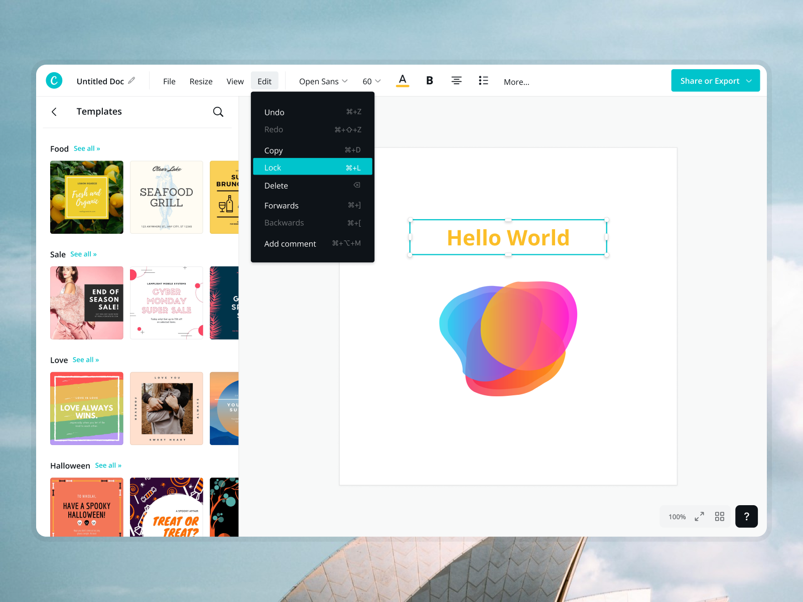 Canva interface
