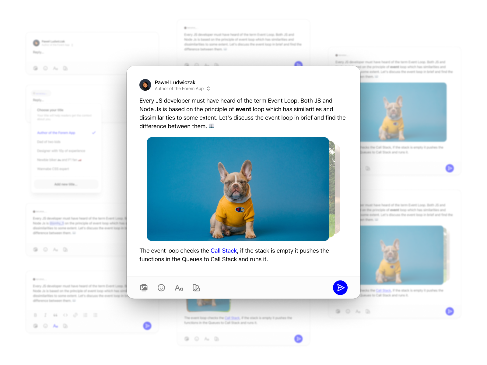 Forum post editor interface